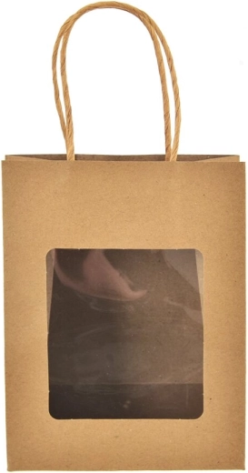 Papierowa torba prezentowa Nature z okienkiem 14 × 7 × 18 cm
