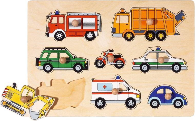 Drewniane puzzle wkładane – pojazdy