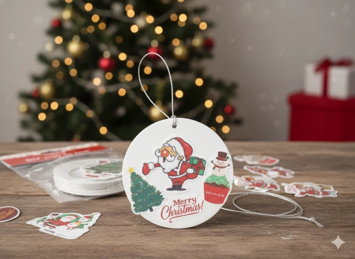 Świąteczne DIY ozdoby do zawieszenia z naklejkami, zestaw 3 szt., mix motywów
