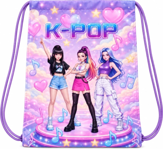 Dziecięcy worek na plecy K-Pop Demon Hunters fioletowy 40 × 35 cm
