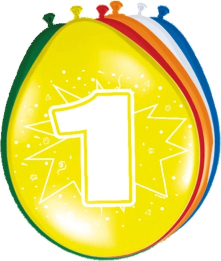 Lateksowy balon cyfra 1 (mix kolorów, 1 szt.)