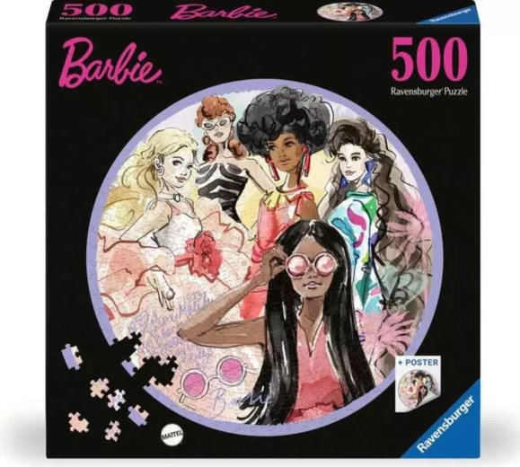 Okrągłe puzzle Ravensburger Barbie: ikony mody 500 elementów