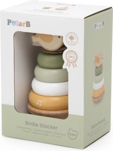 Viga Toys PolarB drewniana wieża do układania z ptaszkiem