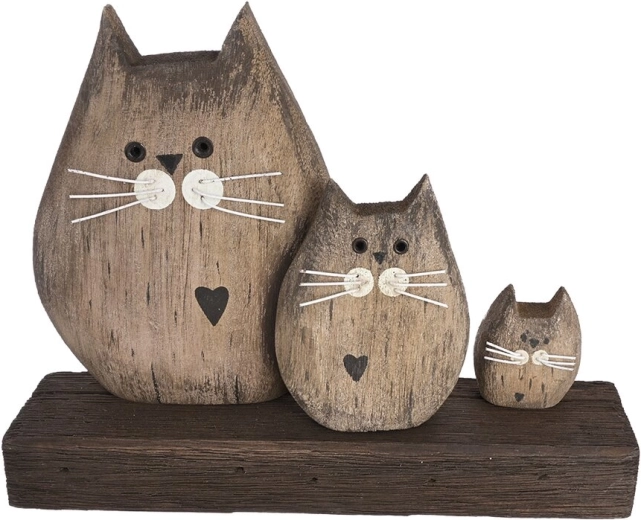 Dekoracja Kot z paulowni 3 szt., beżowa 20 × 5 × 15 cm