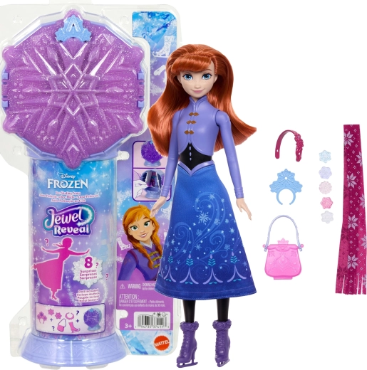 Mattel Disney Frozen Jewel Reveal lalka Anna na łyżwach z akcesoriami