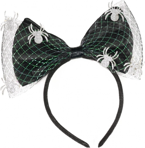 Opaska z kokardą i pająkami