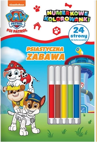 Psi Patrol kolorowanki według liczb 7 z zestawem flamastrów