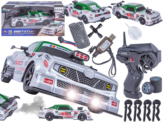 RC drift auto Dodge 1:16 4WD 2,4 GHz z parą i światłami LED - 1 szt.