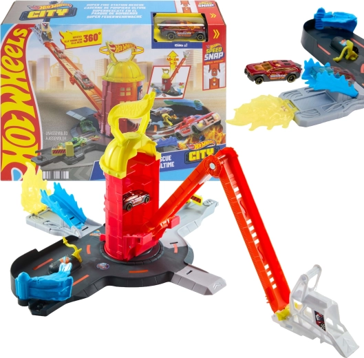 Hot Wheels City super remiza strażacka z metalowym autkiem
