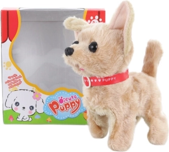 Chodzący brązowy piesek na baterie