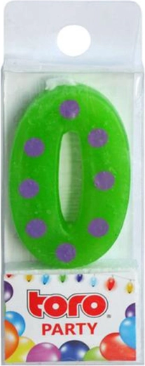 Urodzinowa świeczka tortowa cyfra 0 TORO wbijana 4,5 cm