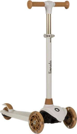 Dziecięca trójkołowa hulajnoga LIONELO Jessy z kółkami LED – Grey Brown