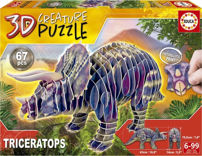 3D puzzle triceratops 67 elementów