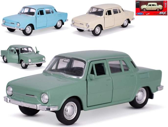 Metalowy model auta Škoda 100 Welly 1:34–39 z napędem pull-back