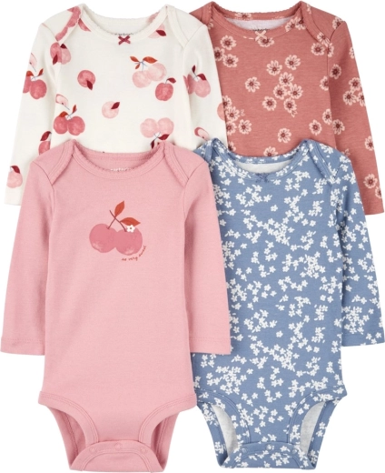 Carter’s body niemowlęce z długim rękawem Pink/Blue Floral, 4 szt., rozm. 56 (NB)