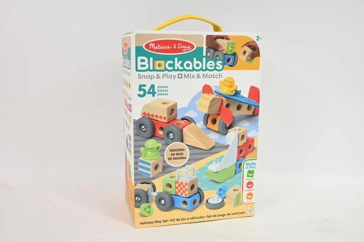 Melissa & Doug Blockables drewniane klocki konstrukcyjne – pojazdy