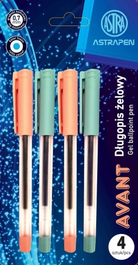 Długopis żelowy ASTRA Avant 0,7 mm, zestaw 4 szt.