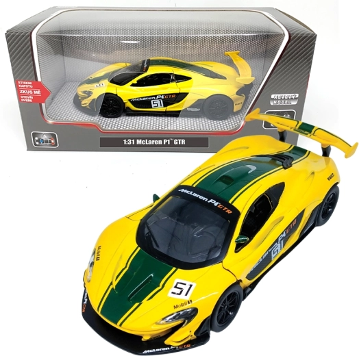Metalowy model samochodu McLaren P1 GTR 1:31 ze światłami i dźwiękami