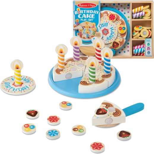 Drewniany tort urodzinowy do krojenia z dodatkami 34 szt. MELISSA & DOUG