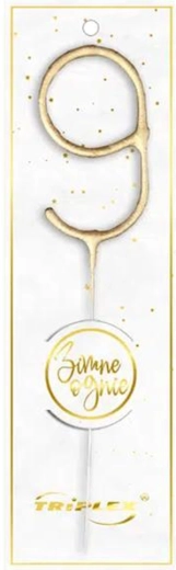 Zimna ognień cyfra 9, 16,5 cm, złota