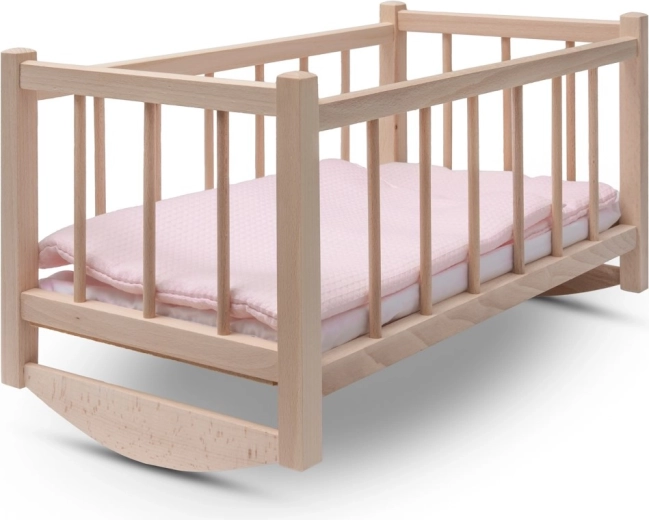 Drewniana kołyska dla lalek z pościelą Baby Mix