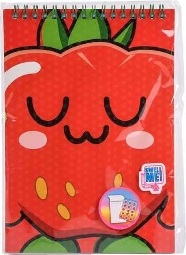 Fruitysquad pachnący notes spiralny A5 z naklejkami (truskawka)