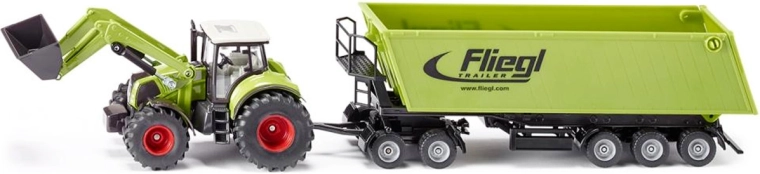 Siku Farmer traktor z ładowaczem czołowym i wywrotką z osią Dolly
