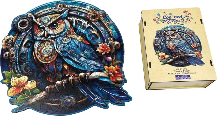 Drewniane puzzle Stylowa sowa