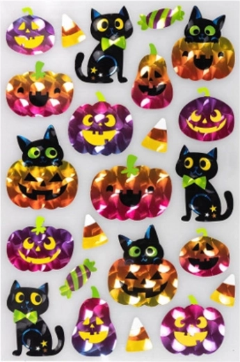 Kolorowe metaliczne naklejki Halloween - 1 sztuka