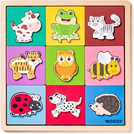 Woody drewniane wielowarstwowe puzzle ze zwierzątkami