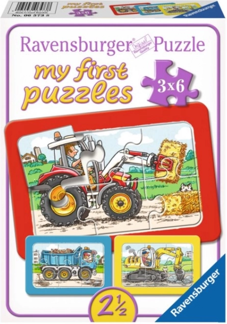 Moje pierwsze puzzle Maszyny budowlane 3×6 elementów RAVENSBURGER