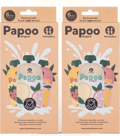 Petite&Mars napełniane saszetki na jedzenie Papoo Original 1+1 gratis (12 szt.)