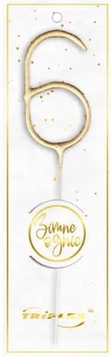 Zimny ogień cyfra 6, złoty 16,5 cm