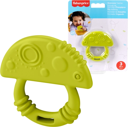 Zielony dziecięcy gryzak w kształcie grzybka – miękki i teksturowany FISHER-PRICE