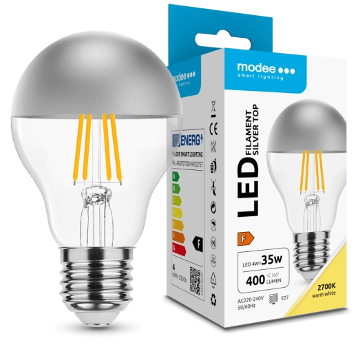 Modee LED żarówka Filament A60 Silver Top 4W E27, 2700K, 400 lm