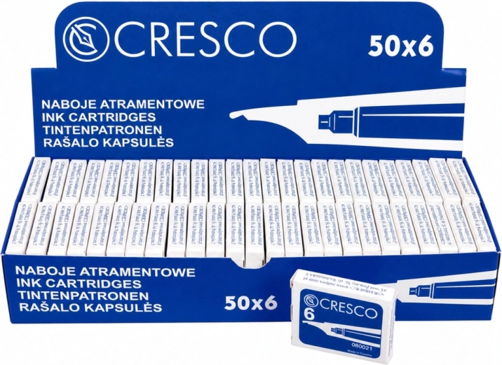 Naboje do pióra wiecznego Cresco Sadpex niebieskie, 6 szt.