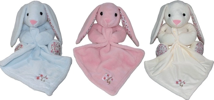 Pluszowy króliczek z miękką chusteczką 18 cm