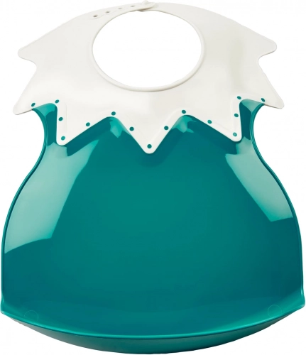 Plastowy śliniak z kołnierzem Deep Peacock