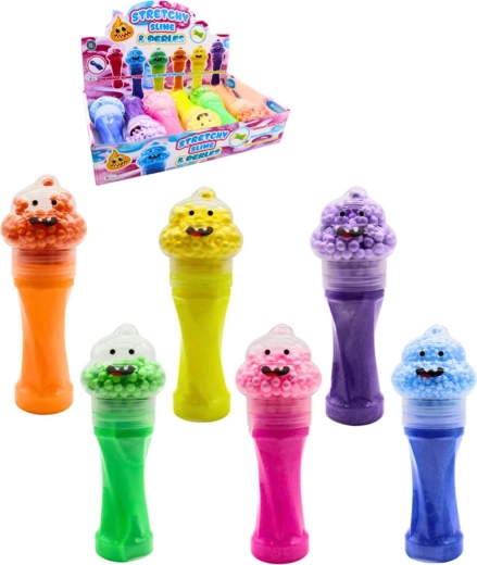 Brokatowy slime w tubie z zakrętką w kształcie kupy z koralikami – 1 sztuka