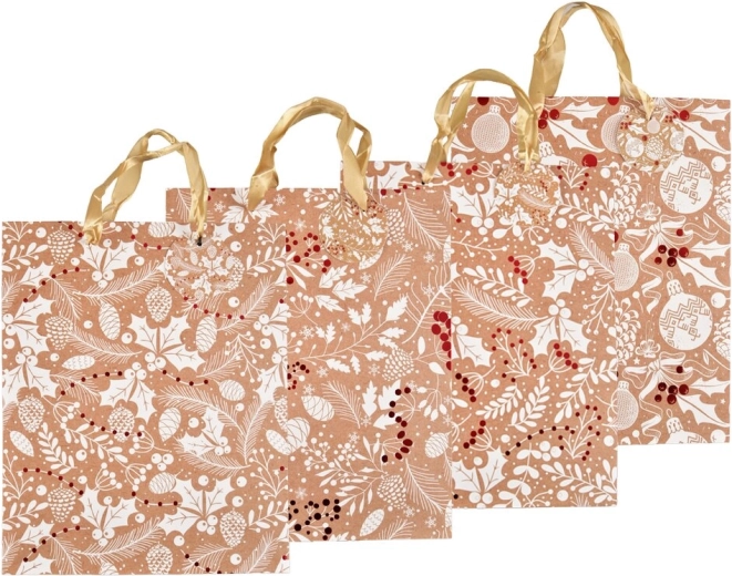 Świąteczna papierowa torba prezentowa z tłoczeniem 26 × 10 × 32 cm (4 warianty)