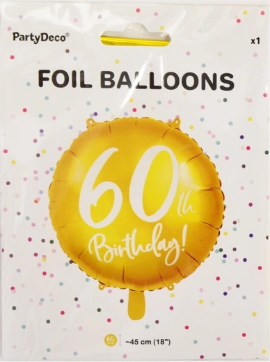 Balon foliowy cyfra 60 złoty 45 cm