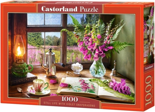 Puzzle 1000 elementów - Martwa natura z fioletowymi lwimi buziakami