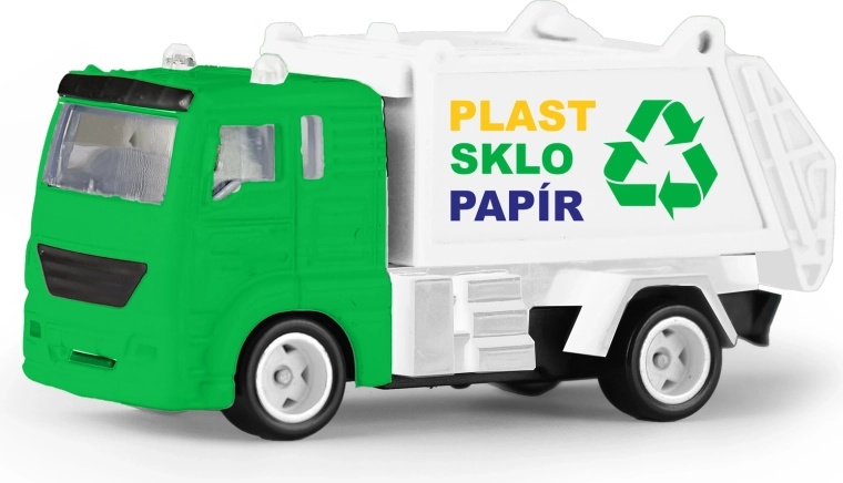 Metalowy śmieciarski samochodzik 7 cm z otwieraną skrzynią