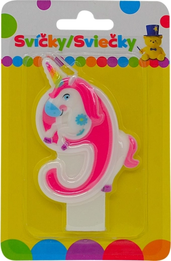Urodzinowa świeczka z jednorożcem – numer 9