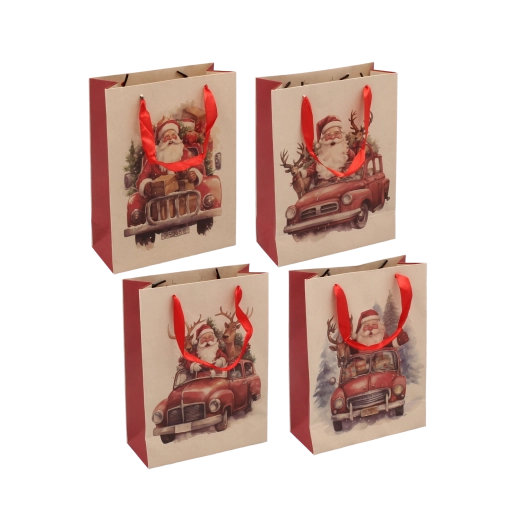 Świąteczna torebka prezentowa z motywem Mikołaja 18 × 24 × 8 cm (12 szt.)