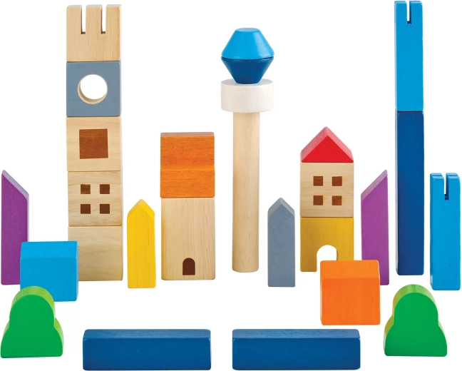 PlanToys drewniane klocki konstrukcyjne W mieście (27 elementów)