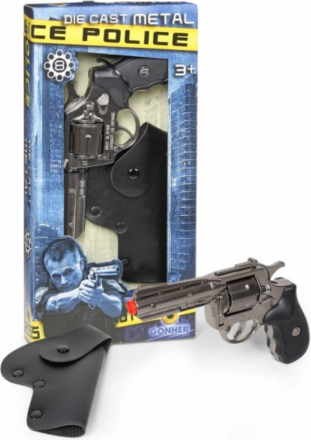 Policyjny metalowy rewolwer z kaburą Gonher