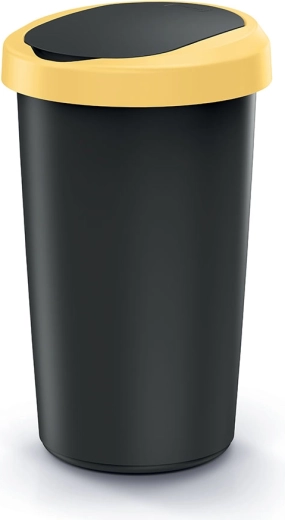 Kosz na śmieci 50 l z żółtą pokrywą do segregacji odpadów
