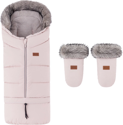 PETITE&MARS zimowy śpiworek Arctic 4w1 z rękawiczkami do wózka Fjora Rose Petal – 2 szt.