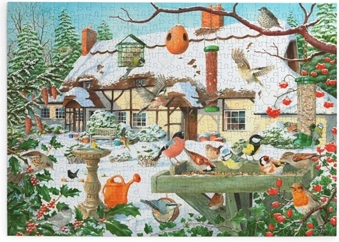 House of Puzzles Zimowe karmienie ptaków, puzzle 500 dużych elementów